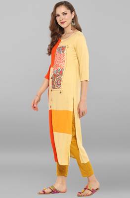 Janasya Multicolor printed rayon kurti 3