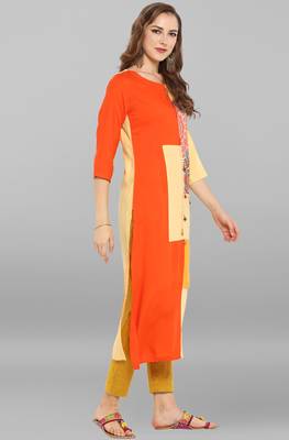Janasya Multicolor printed rayon kurti 4