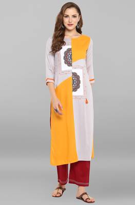 Janasya Multicolor printed rayon kurti 1