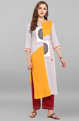 Janasya Multicolor printed rayon kurti 2