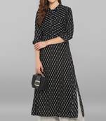 Janasya Black printed rayon kurti