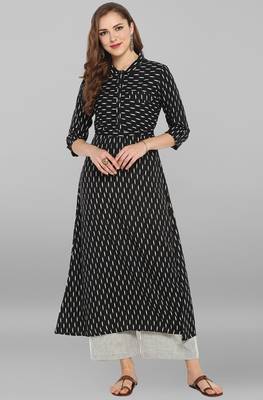 Janasya Black printed rayon kurti 2