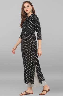 Janasya Black printed rayon kurti 3