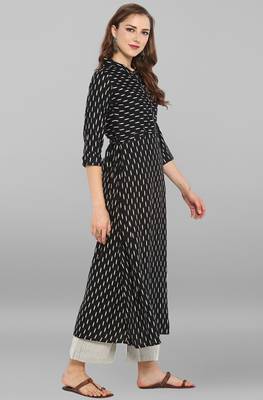 Janasya Black printed rayon kurti 4