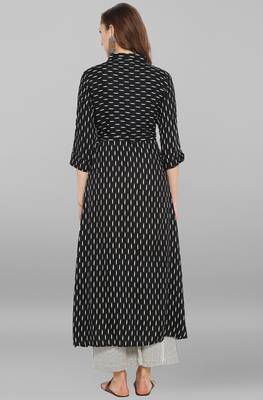 Janasya Black printed rayon kurti 5
