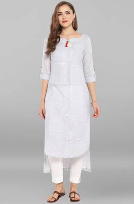 Janasya Multicolor printed cotton kurti 1