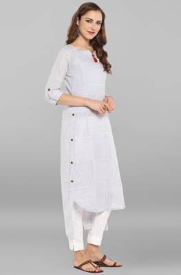 Janasya Multicolor printed cotton kurti 4