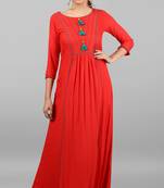 Janasya Red printed rayon kurti