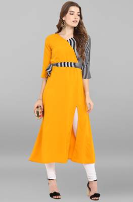 Janasya Multicolor plain crepe kurti 2