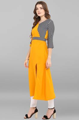 Janasya Multicolor plain crepe kurti 3