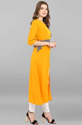 Janasya Multicolor plain crepe kurti 4