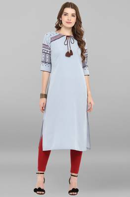 Janasya Grey plain crepe kurti 1