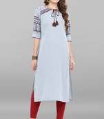 Janasya Grey plain crepe kurti