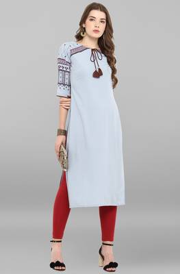 Janasya Grey plain crepe kurti 2