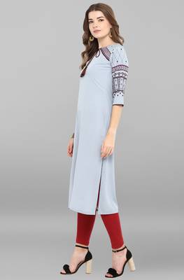 Janasya Grey plain crepe kurti 3