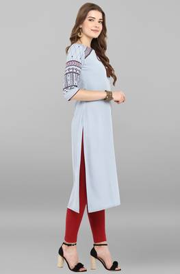 Janasya Grey plain crepe kurti 4