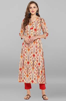 Janasya Multicolor printed cotton kurti 1