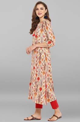 Janasya Multicolor printed cotton kurti 3