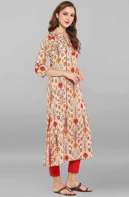 Janasya Multicolor printed cotton kurti 4