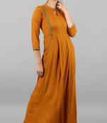 Janasya Mustard plain rayon kurti