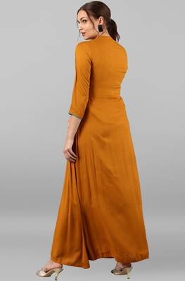 Janasya Mustard plain rayon kurti 5