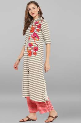 Janasya Multicolor printed cotton kurti 3