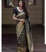 Black  woven banarasi saree with blouse