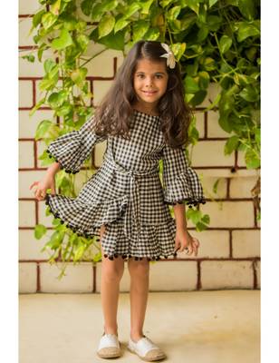 Black Cotton Woven Kids Frocks 1