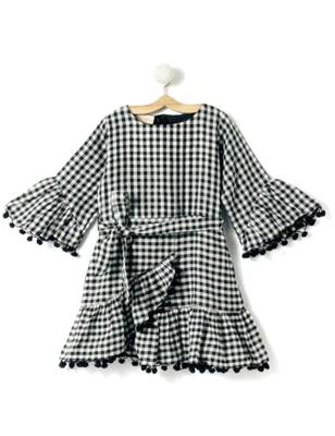 Black Cotton Woven Kids Frocks 2