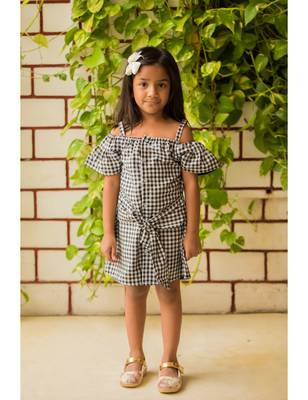Black Cotton Woven Kids Frocks 1