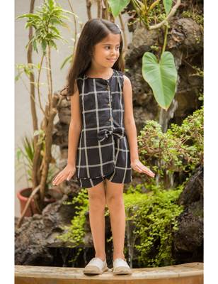Black Cotton Printed Kids Frocks 1