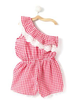 Red Cotton Woven Kids Frocks 3