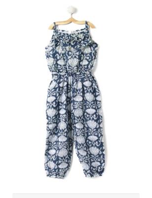 Blue Cotton Printed Kids Frocks 2