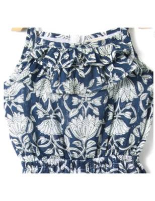 Blue Cotton Printed Kids Frocks 4