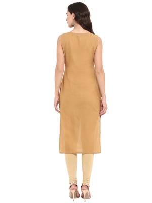 Beige printed cotton cotton-kurtis 3