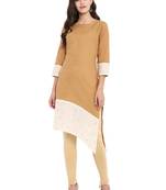 Beige printed cotton cotton-kurtis