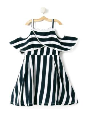 Black Cotton Printed Kids Frocks 2