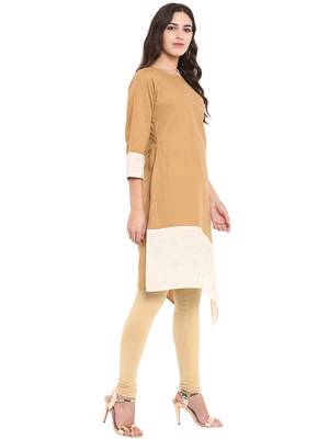 Beige printed cotton cotton-kurtis 5