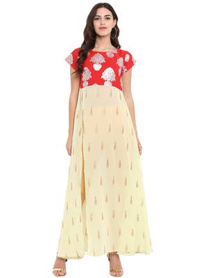 Red printed polyester kurtas-and-kurtis 1
