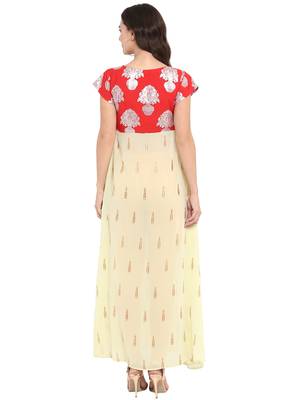 Red printed polyester kurtas-and-kurtis 3