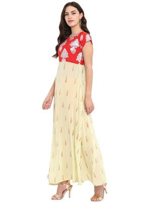 Red printed polyester kurtas-and-kurtis 4
