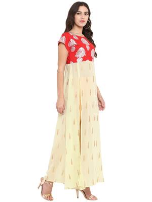 Red printed polyester kurtas-and-kurtis 5