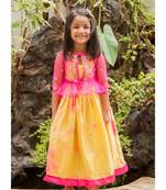 Yellow Art_Silk Printed Kids Frocks
