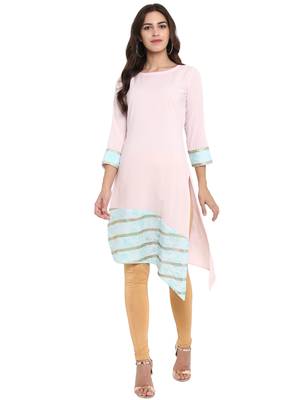 Pink printed crepe kurtas-and-kurtis 1