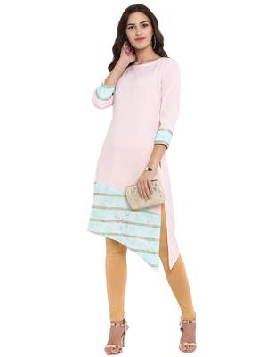 Pink printed crepe kurtas-and-kurtis 2