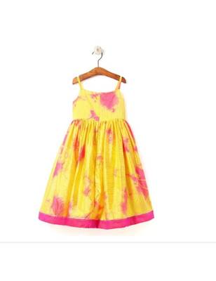 Yellow Art_Silk Printed Kids Frocks 3