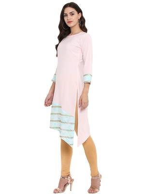 Pink printed crepe kurtas-and-kurtis 4