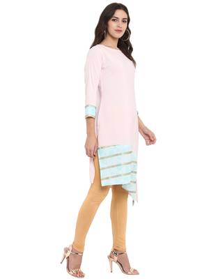Pink printed crepe kurtas-and-kurtis 5