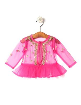 Yellow Art_Silk Printed Kids Frocks 5