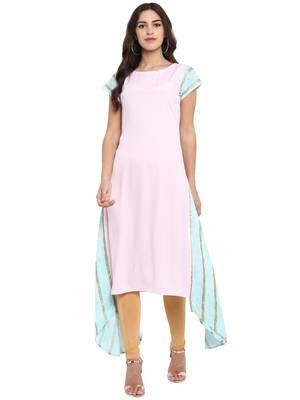 Pink printed crepe kurtas-and-kurtis 1